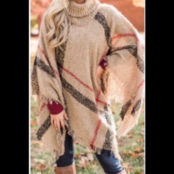Jackets & Blazers - NWOT Plaid Turtleneck Poncho